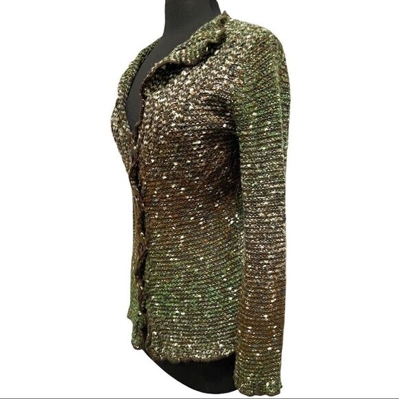 BCBGMaxAzria Ombre Knit Button Front Cardigan Sweater Brown Green Size M - Picture 4 of 13